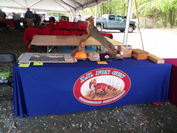 Booth set up with "Vickie the Vixen" overseeing