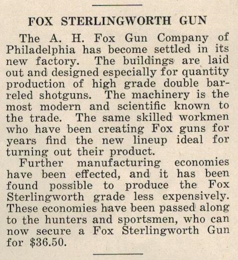 Fur - Fish - Game, September 1927, New A.H. Fox Factory.jpeg