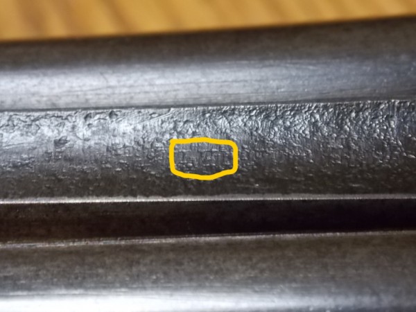 This is all that is left of the Philadelphia Arms Co address on the top of the barrels. If you use your imagination you can make out the letters FLUI