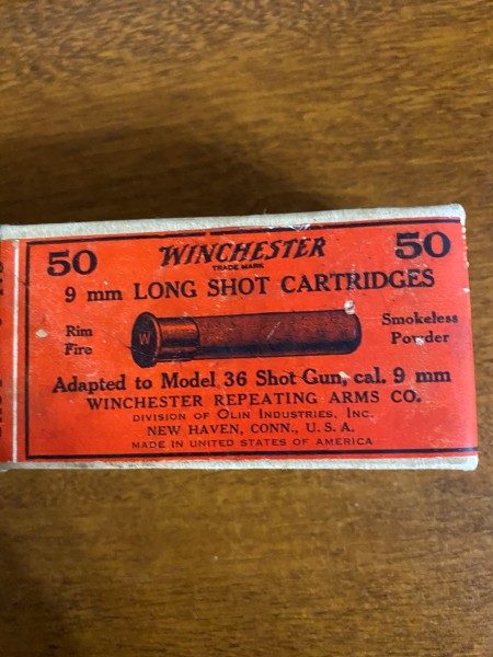 Unopened Near Mint Box of 9mm Long shotshells for model 36 Winchester